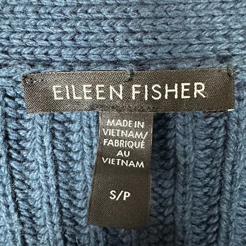 Eileen Fisher Sweater Womens Small Teal Open Cardigan Ribbed Cashmere Organic - Picture 8 of 13
